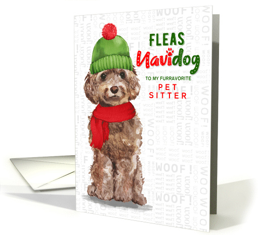 for Pet Sitter Brown Cockapoo Funny Fleas Navidog... (1547498)