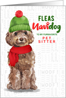 for Pet Sitter Brown Cockapoo Funny Fleas Navidog Christmas Custom card