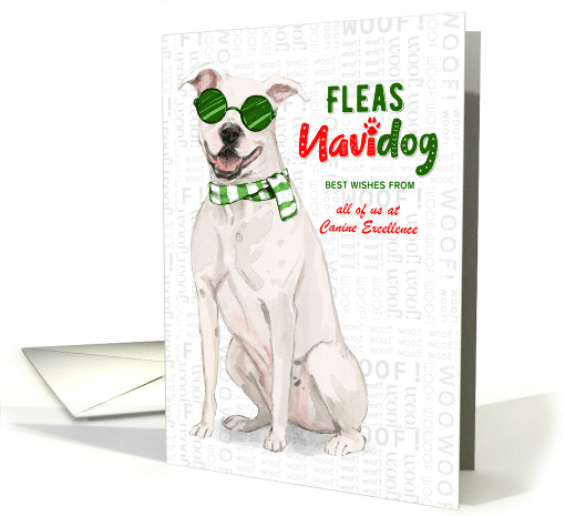 White Pit Bull Funny Fleas Navidog Christmas Custom card (1547502)