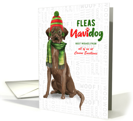 Chocolate Lab Funny Fleas Navidog Christmas Custom card (1547712)