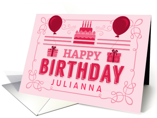 Monochromatic Shades of Pink Birthday for Her with Custom Name card