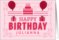 Monochromatic Shades of Pink Birthday for Her with Custom Name card