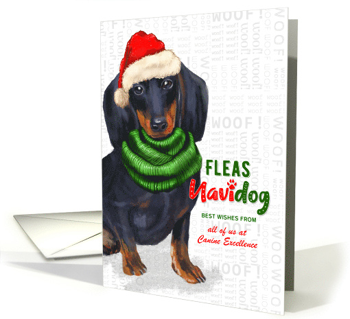 Dachshund Black and Tan Fleas Navidog Christmas Custom card (1548542)