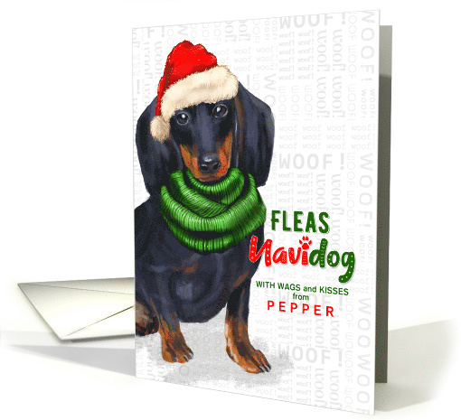 from the Dog Dachshund Fleas Navidog Christmas Custom card (1548544)