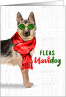 German Shepherd Funny Fleas Navidog Christmas card