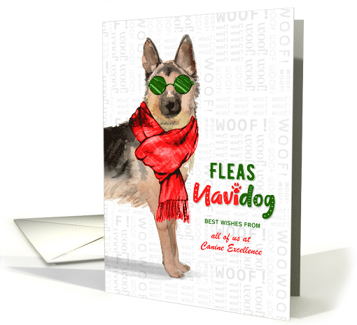 German Shepherd Funny Fleas Navidog Christmas Custom card (1549502)