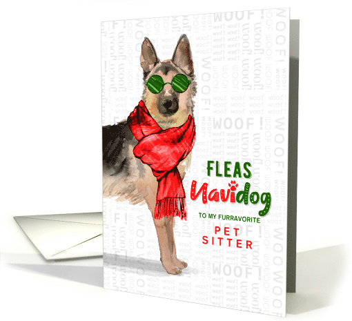 Pet Sitter German Shepherd Fleas Navidog Christmas Custom card