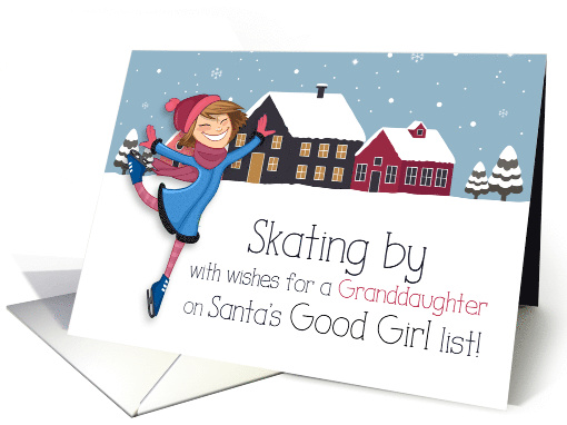 for Young Granddaughter Winter Ice Skater Holiday Theme card (1549960)
