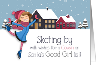 for Young Cousin Winter Ice Skater Holiday Theme card