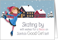 for Young Niece Winter Ice Skater Holiday Theme card