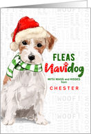 from the Dog Jack Russell Funny Fleas Navidog Christmas Custom card