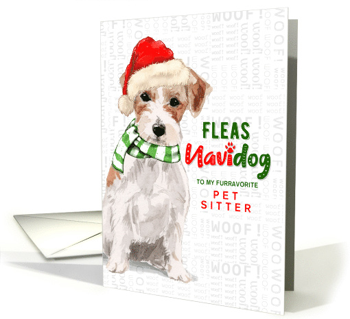 Pet Sitter Jack Russell Funny Fleas Navidog Christmas Custom card