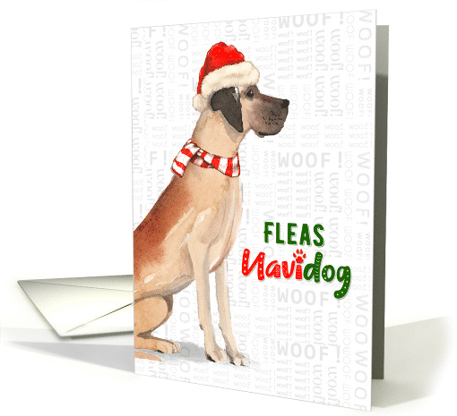 Great Dane Funny Fleas Navidog Christmas card (1550946)