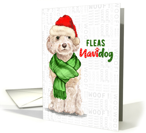 Champagne Cockapoo Funny Fleas Navidog Christmas card (1551336)