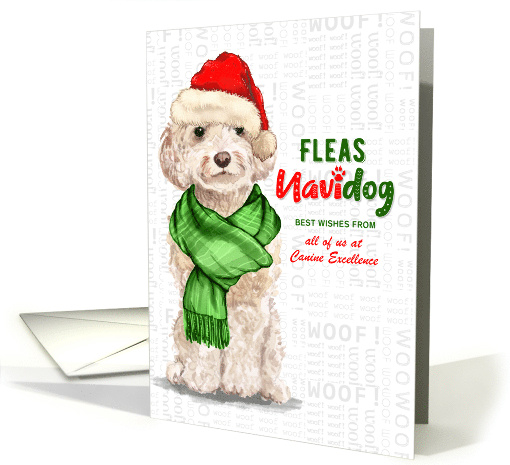 Champagne Cockapoo Funny Fleas Navidog Christmas Custom card (1551342)