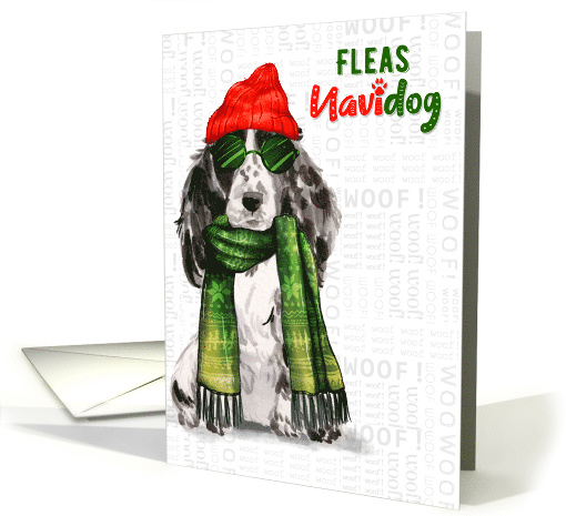 Black Cocker Spaniel Dog Breed Funny Fleas Navidog Christmas card