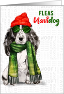 Black Cocker Spaniel Dog Breed Funny Fleas Navidog Christmas card