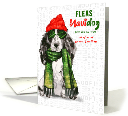 Black Cocker Spaniel Dog Funny Fleas Navidog Christmas Custom card