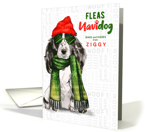 from the Pet Cocker Spaniel Dog Fleas Navidog Christmas Custom card