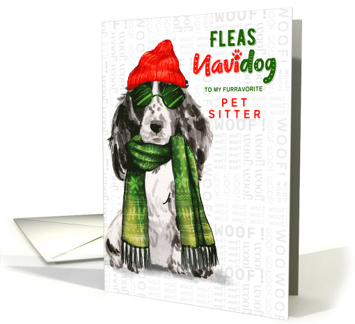 for Pet Sitter Cocker Spaniel Dog Fleas Navidog Christmas Custom card