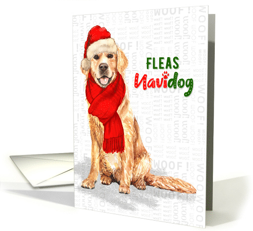 Golden Retriever Funny Fleas Navidog Christmas card (1551366)