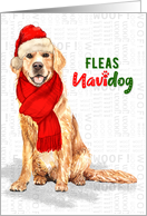 Golden Retriever Funny Fleas Navidog Christmas card