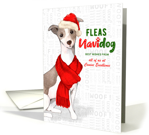 Italian Greyhound Dog Funny Fleas Navidog Christmas Custom card
