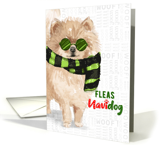 Pomeranian Dog Breed Funny Fleas Navidog Christmas card (1552210)