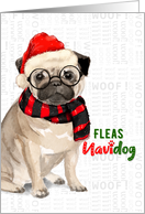 Pug Dog Breed Funny Fleas Navidog Christmas card