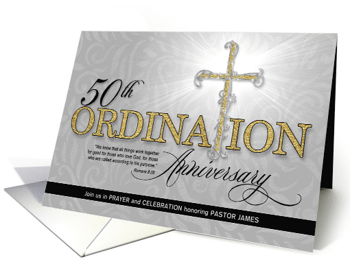 50th Ordination Golden Anniversary Celebration Cross Custom card