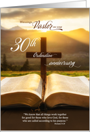 for Pastor 30th Ordination Anniversary Bible and Cross card