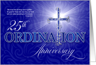 25th Ordination Anniversary Silver Jubilee Blue and Silver Cross card