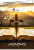 for Bishop 25th Ordination Anniversary Bible and Christian Cross card