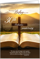 for Bishop 30th Ordination Anniversary Bible and Christian Cross card