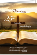 for Deacon 25th Ordination Anniversary Bible and Christian Cross card