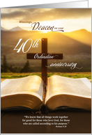 for Deacon 40th Ordination Anniversary Bible and Christian Cross card