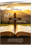for Deacon 60th Ordination Anniversary Bible and Christian Cross card