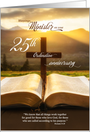 for Minister 25th Ordination Anniversary Bible Christian Cross card