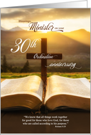 for Minister 30th Ordination Anniversary Bible Christian Cross card