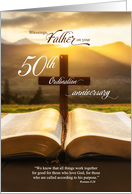 for Priest 50th Ordination Golden Anniversary Bible Christian Cross card