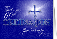 for Priest 60th Ordination Golden Anniversary Blue Christian Cross card