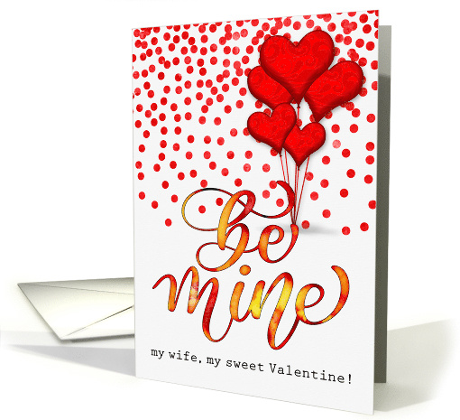 for Wife Sweet Valentine Red Heart Balloons and Watercolor card
