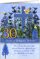 30 Years of Religious Service Larkspur Garden 1 Peter 2:21 card