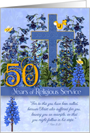 50 Years of Religious Service Larkspur Garden 1 Peter 2:21 card