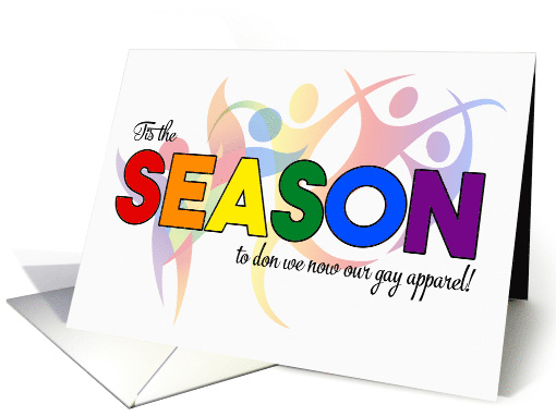 Tis the Season Fun Holiday LGBT Rainbow Theme card (1555054)
