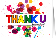 Thank You LGBT Rainbow Colors Theme with Paint Splatters Blank card