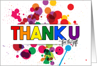 Thank You for the Gift LGBT Rainbow Theme with Paint Splatters card