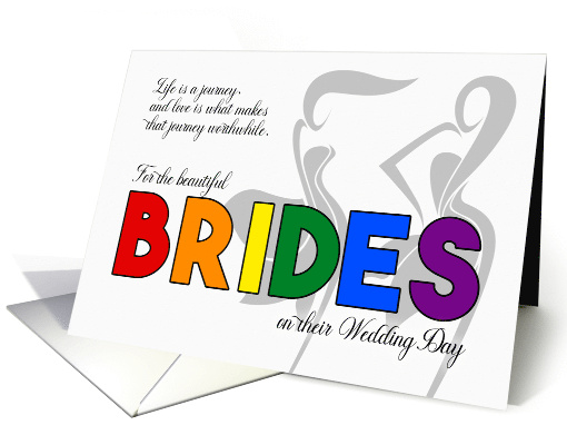 Two Brides Wedding Congratulations LGBT Rainbow Theme card (1555784)