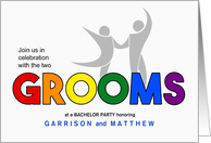 Two Grooms Bachelor Party Invite LGBT Rainbow Theme card