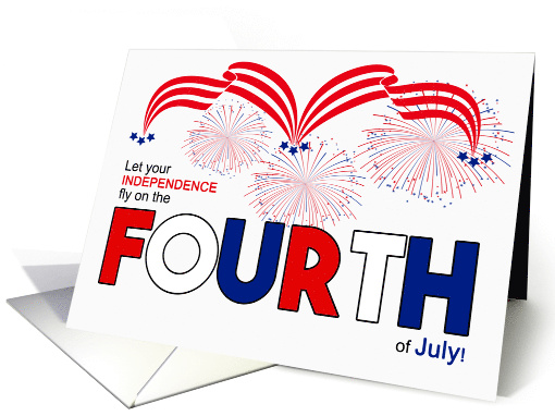 Fourth of July Red White and Blue Bold Typography card (1556056)